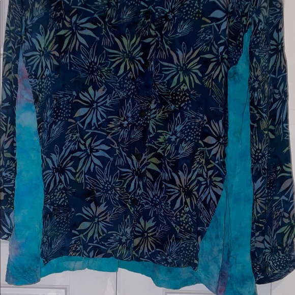 Soft Surroundings Navy and Teal Floral Blouse - Picture 5 of 12